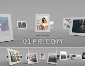 Pr模板相册 65张72秒3D相框相片照片动画画廊简单 Pr电子相册模板